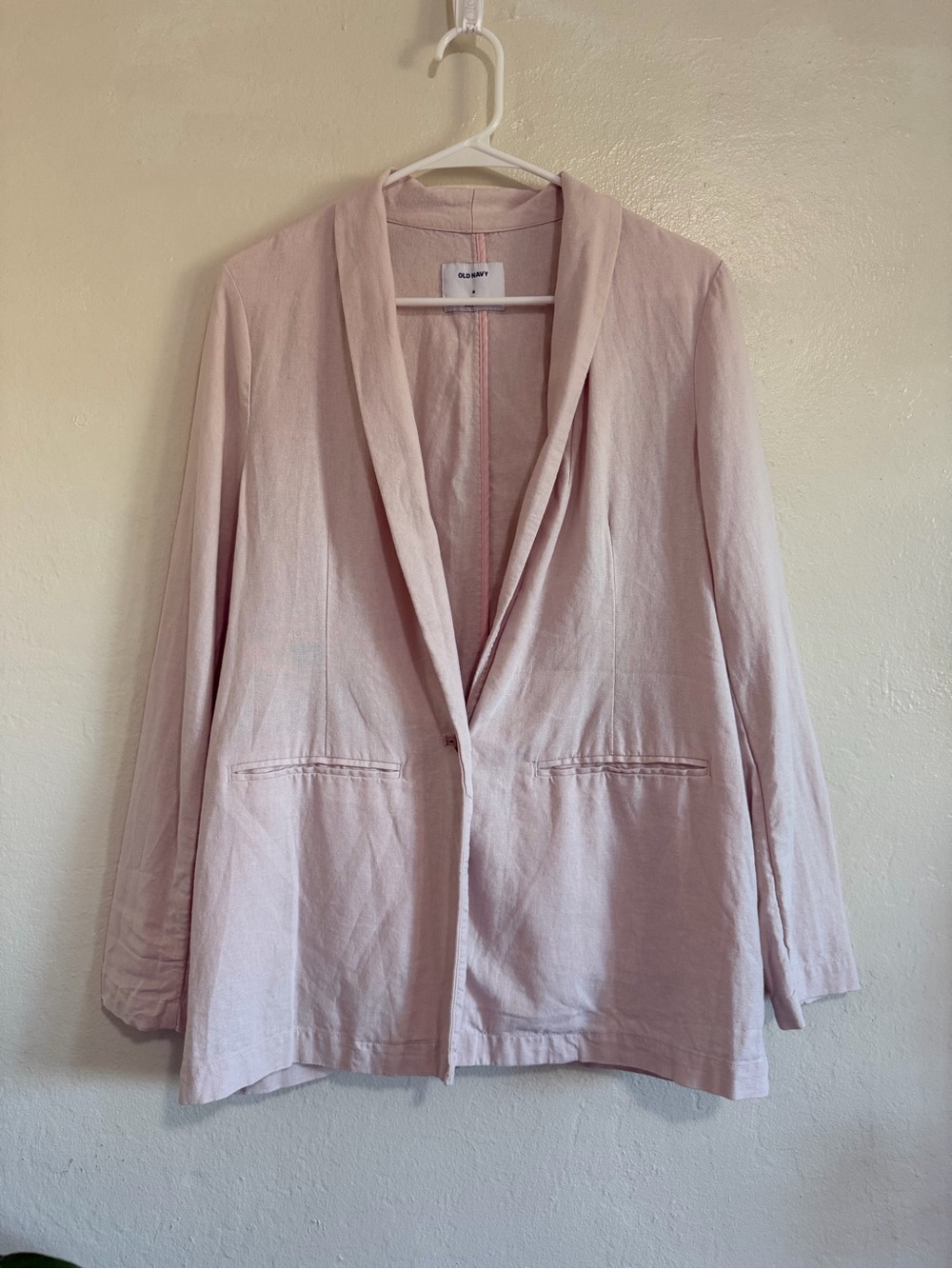 Old Navy Blush Pink Linen-Blend Blazer